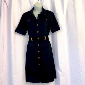 Women's Jones New York STRETCH Signature Shirt Dress Size 8 Black.